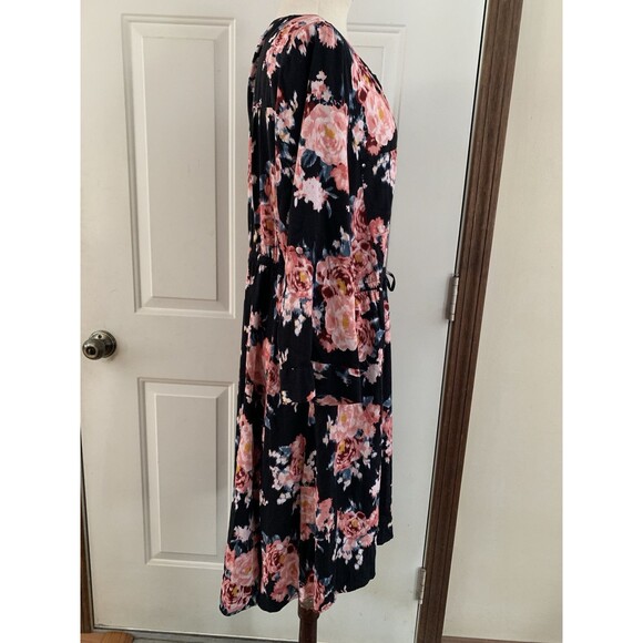 Torrid Dress Size 1 Mini Challis Floral Print Hi/Lo Plus Skater Shirt Tie Waist - Picture 3 of 10